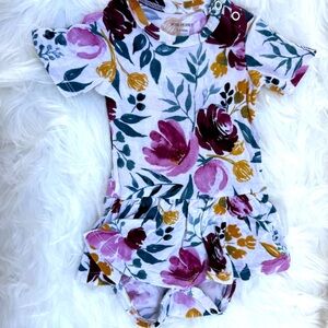 Posh Peanut Floral bodysuit twirl - Burgundy, Mustard, Teal